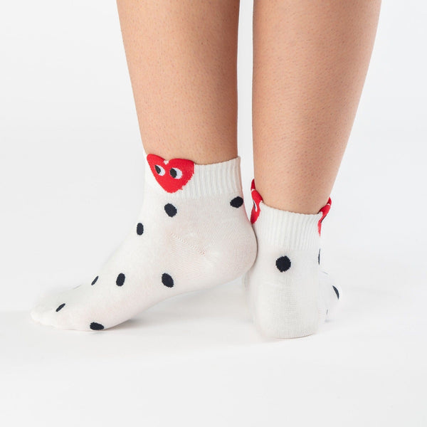White Men's Heart polka dot cotton socks