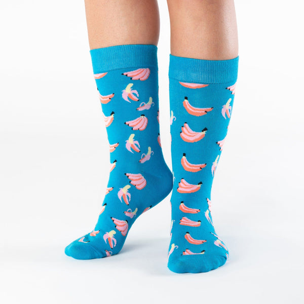Blue banana cotton socks