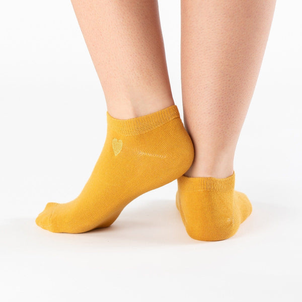 Yellow gold heart low-cut cotton socks
