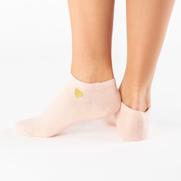 Pink gold heart low-cut cotton socks