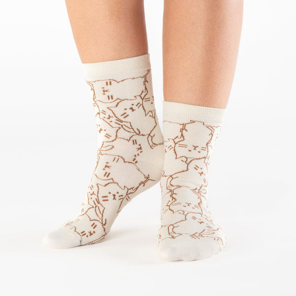 Beige kitten low-cut cotton socks