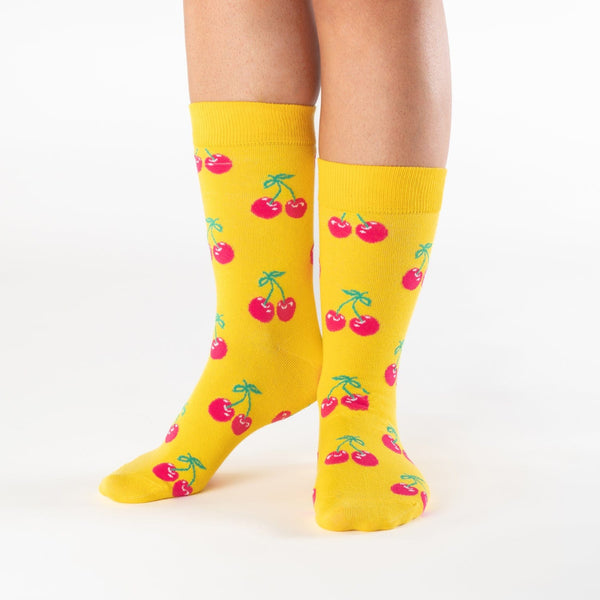 Yellow cherry cotton socks