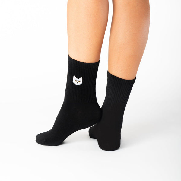 Black grumpy cat cotton socks