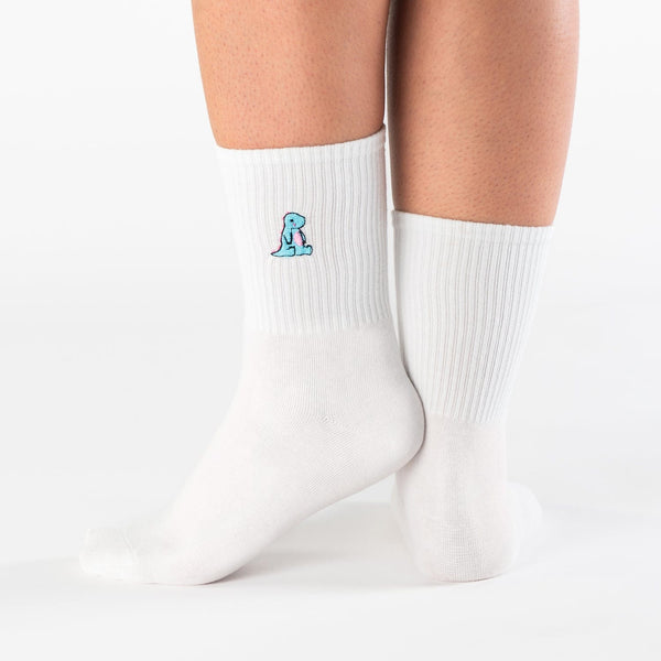 White dinosaur cotton socks