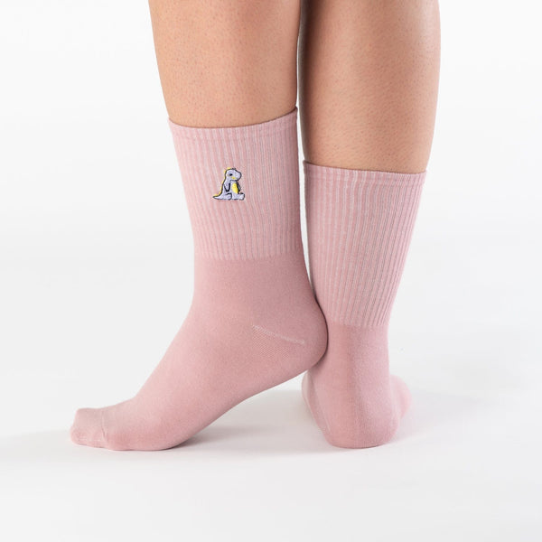 Pink dinosaur cotton socks