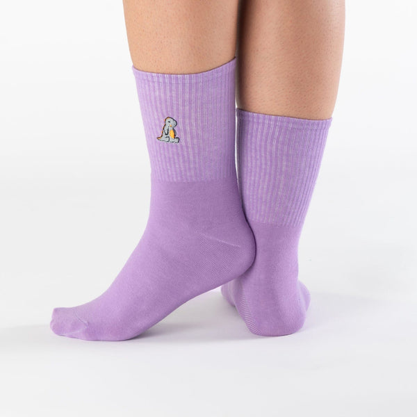 Purple dinosaur cotton socks