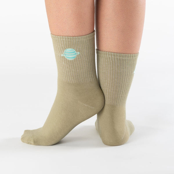 Green galaxy cotton socks