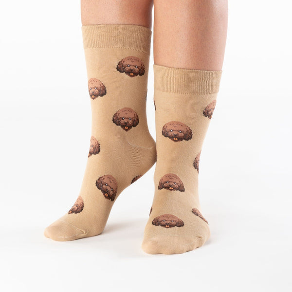 Bichon dog knee-high cotton socks