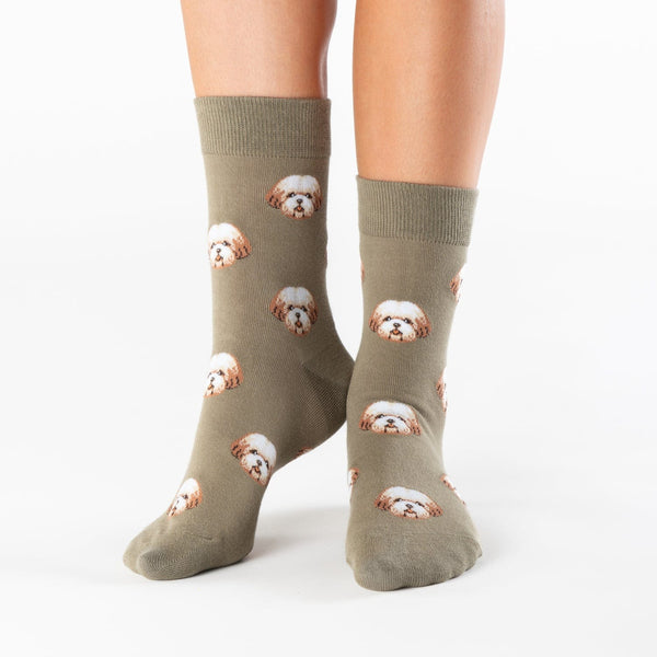 Poodle dog knee-high cotton socks