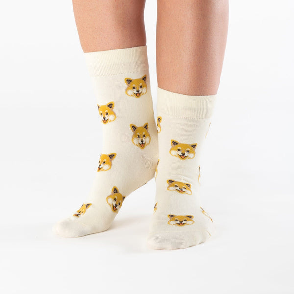 Shiba dog knee-high cotton socks