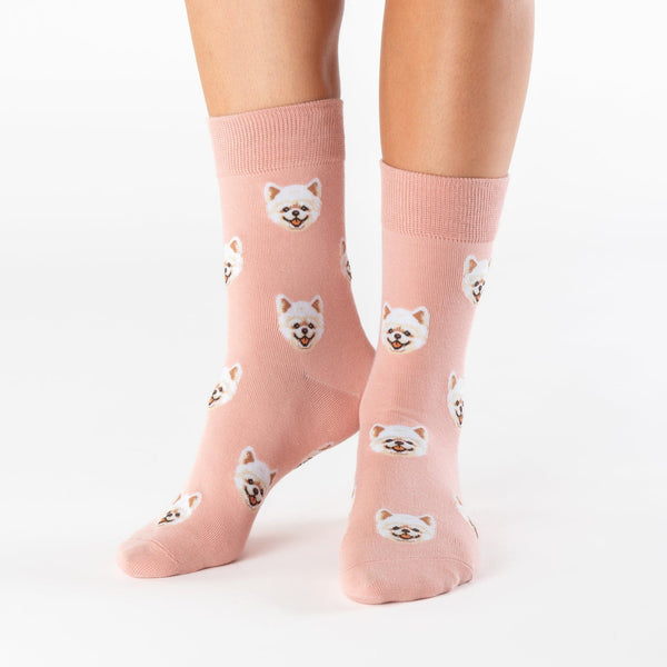 Spitz dog knee-high cotton socks