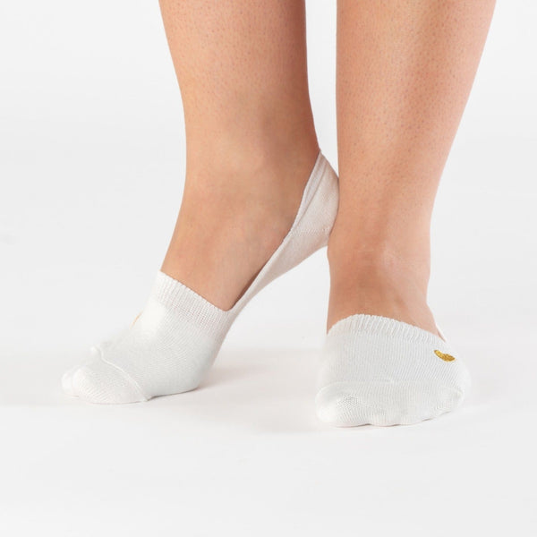 White gold heart no-show cotton socks