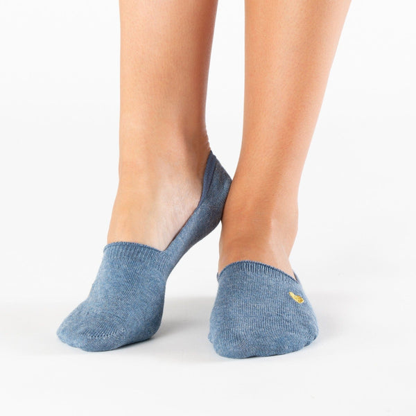 Blue gold heart no-show cotton socks