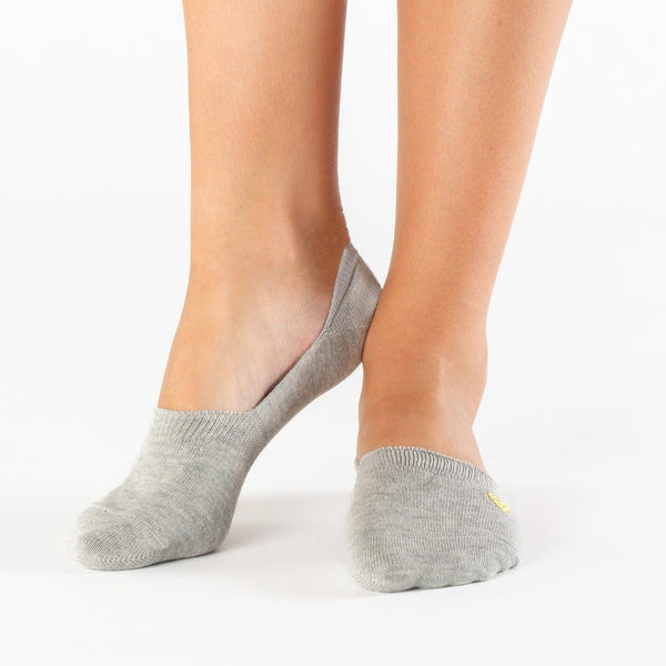 Gray gold heart no-show cotton socks