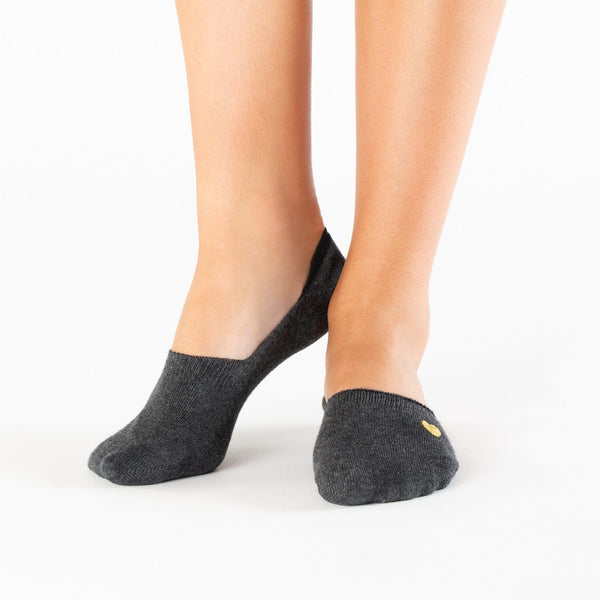 Black gold heart no-show cotton socks