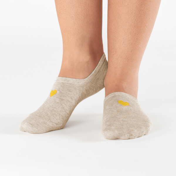 Beige sweetheart no-show cotton socks