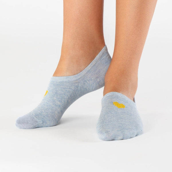 Blue sweetheart no-show cotton socks