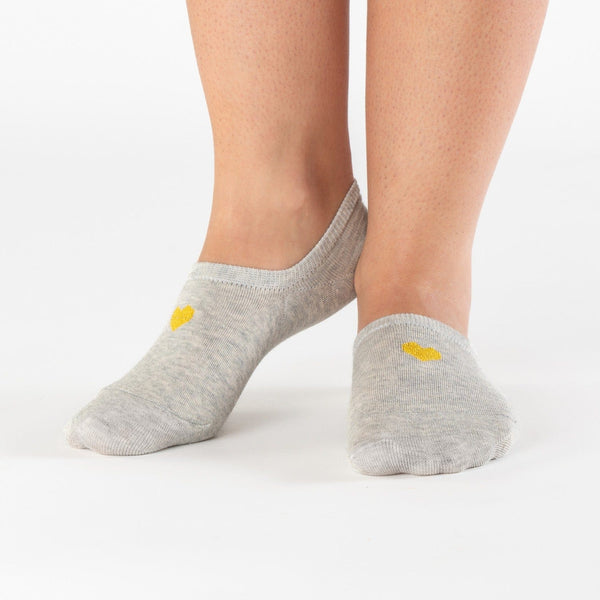 Gray sweetheart no-show cotton socks