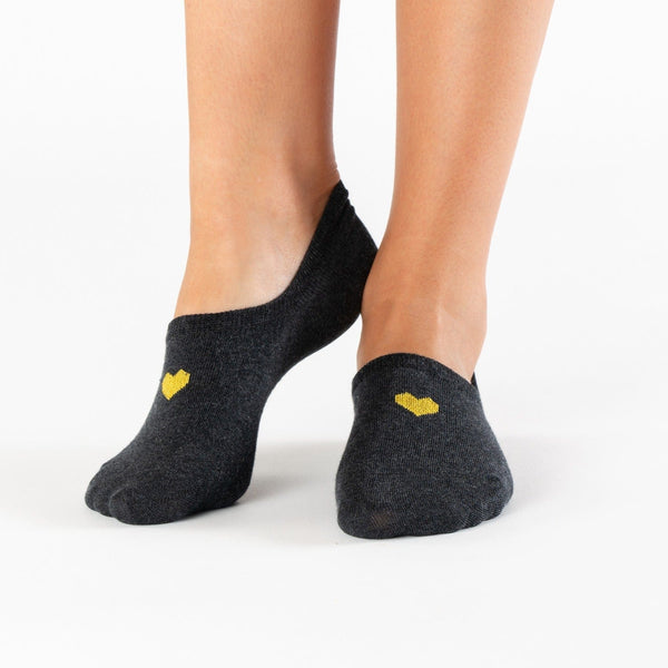 Black sweetheart no-show cotton socks