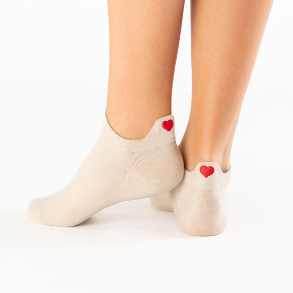 Beige love tab cotton socks