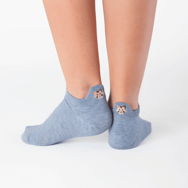 Blue cat tab cotton socks