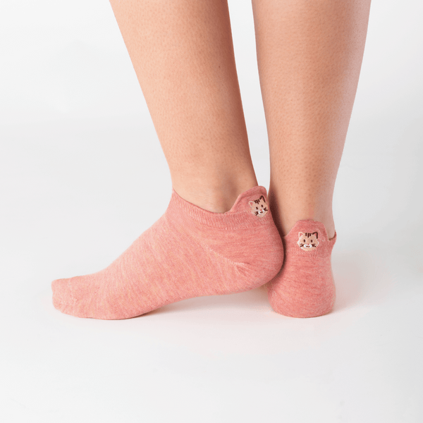 Pink cat tab cotton socks