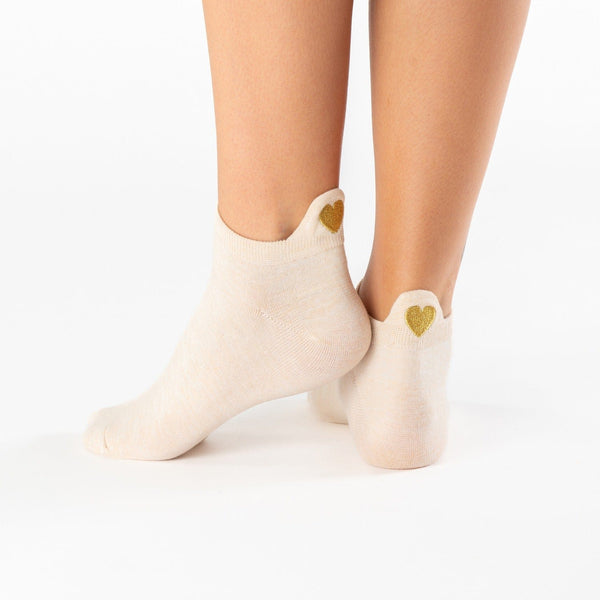 Cream heart tab cotton socks
