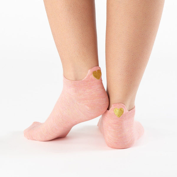 Pink heart tab cotton socks