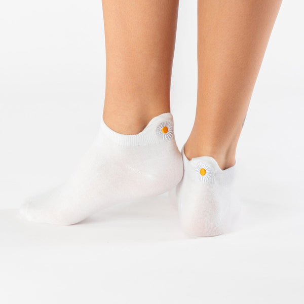White floral tab cotton socks
