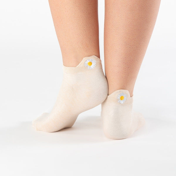 Cream floral tab cotton socks