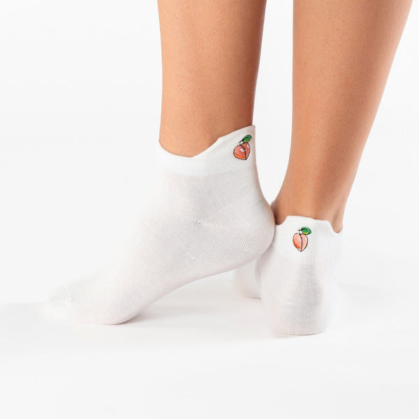 Peach fruit tab cotton socks