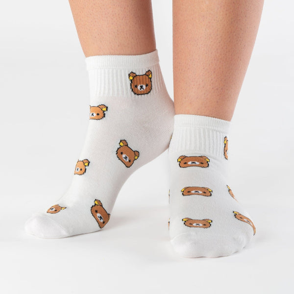 White teddy bear low-cut cotton socks