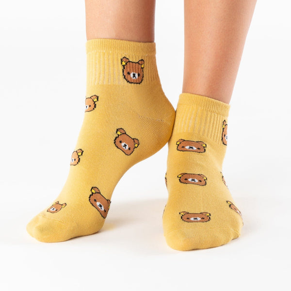 Yellow teddy bear low-cut cotton socks