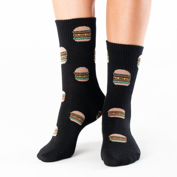 Burger food knee-high cotton socks