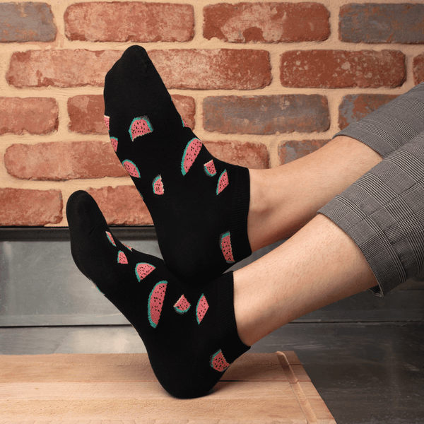 Black watermelon snack time cotton socks