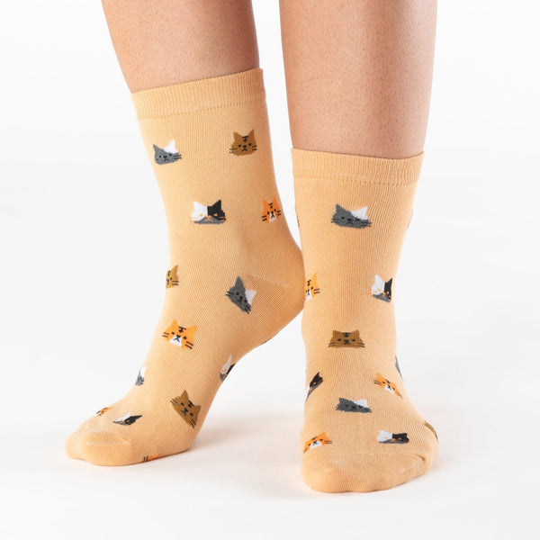 Orange cat face cotton socks