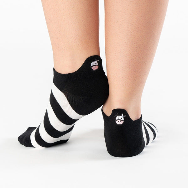 Cow stripes tab cotton socks