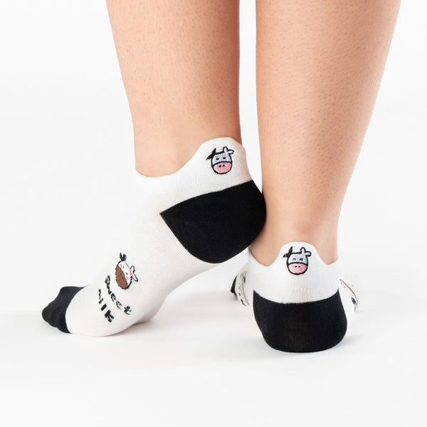 White cow tab cotton socks