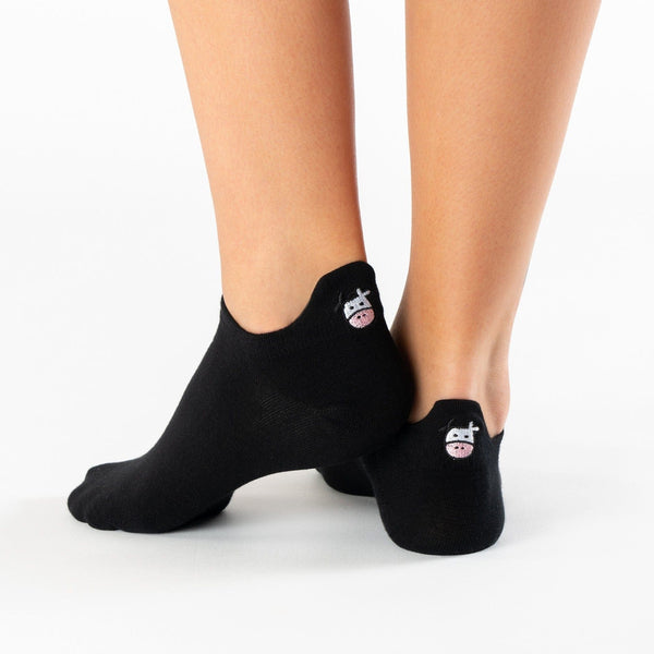 Black cow tab cotton socks