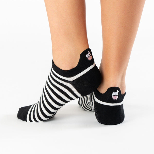 Striped cow tab cotton socks