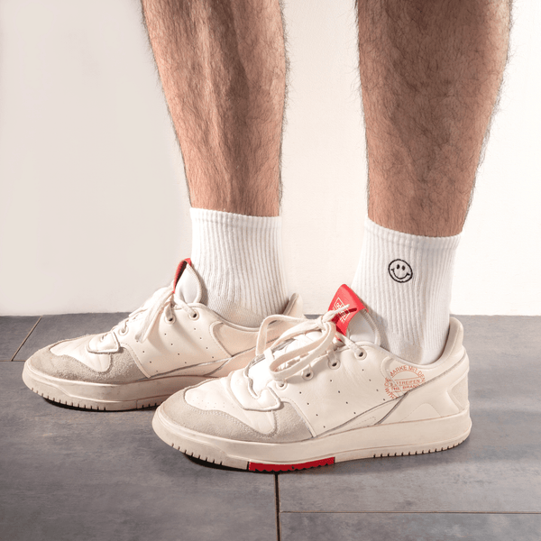 White smiley socks