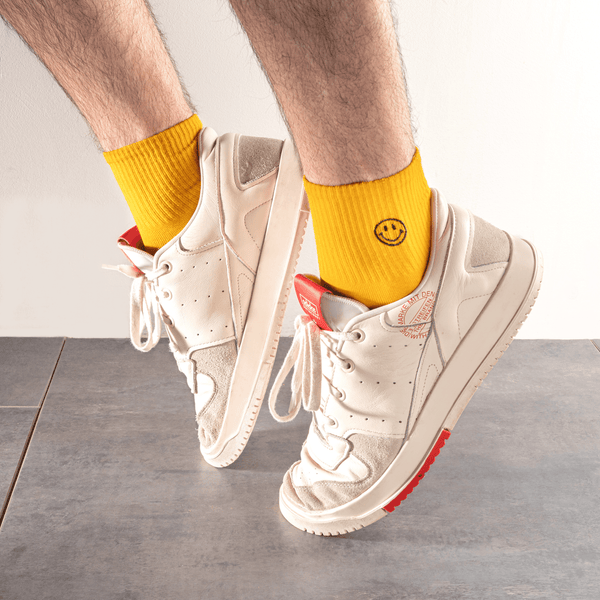 Yellow smiley socks