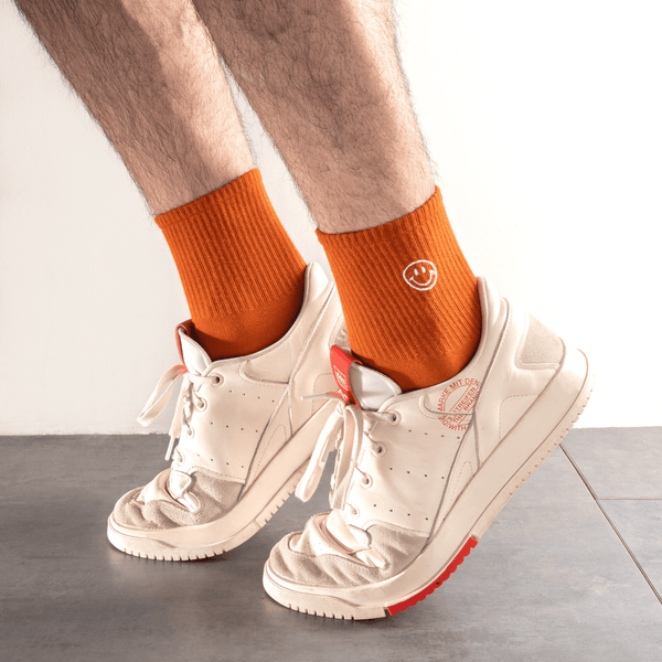 Orange smiley socks