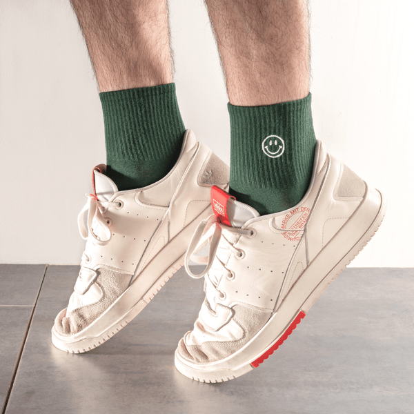 Green smiley socks