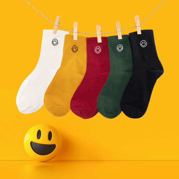 Smiley cotton socks gift box pack of 5 pairs