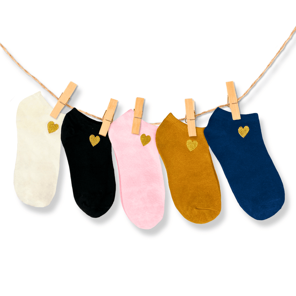 Gold Heart Low-Cut Cotton Socks Gift Box Pack of 5