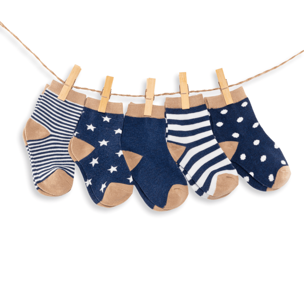 Navy Kids and Babies Socks Gift Box Pack of 5