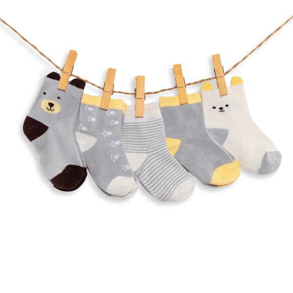 Gray Bear Kids and Babies Socks Gift Box Pack of 5