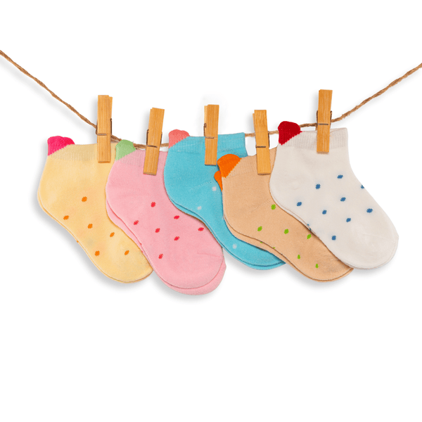 Polka dot heart kids and babies knee-high socks gift box (pack of 5)