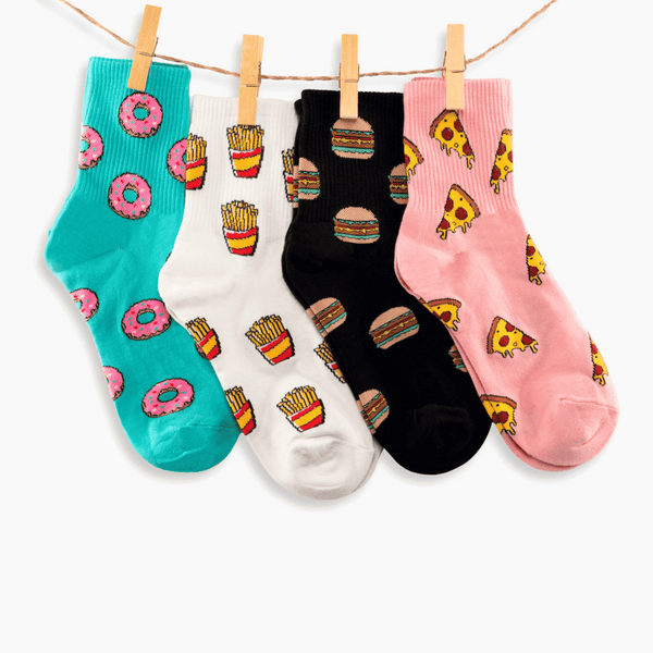 Food knee-high cotton socks gift box (pack of 4)